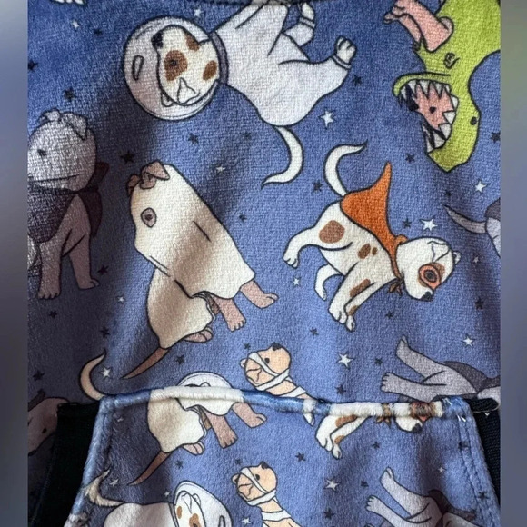 Handmade Halloween Pittie Minky Sweater Pockets - Blue, 12 months - Picture 3 of 4